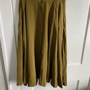 Green silk midi skirt